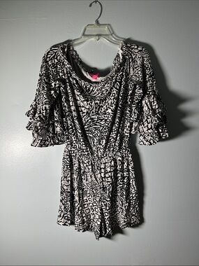 Lilly Pulitzer Calla Black & White Abstract Print Romper